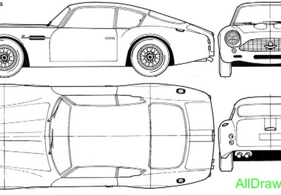 Aston Martin DB4 Zagato Coupe (1960) (Астон Мартин ДБ4 Загато Купе (1960)) - чертежи (рисунки) автомобиля